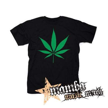 MARIHUANA - Green Leaf - čierne pánske tričko