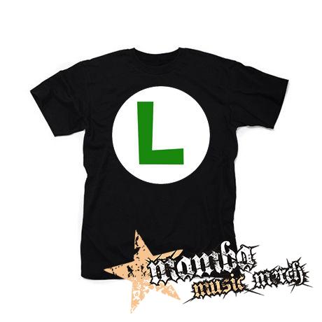 SUPER MARIO - Green Luigi Logo - čierne pánske tričko