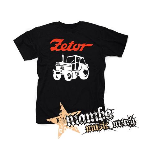ZETOR - Červené logo a traktor - čierne pánske tričko