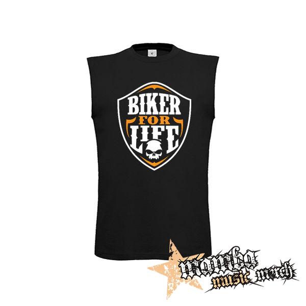 BIKER FOR LIFE - Skull Logo Crest - čierne pánske tričko bez rukávov