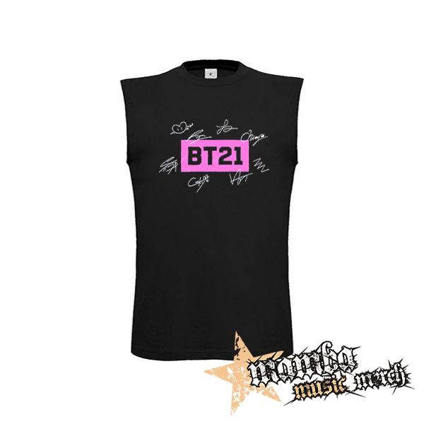 BT21 - Logo Signature - čierne pánske tričko bez rukávov