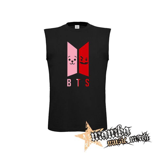 BTS - Emoji BT21 Logo COLOUR - čierne pánske tričko bez rukávov