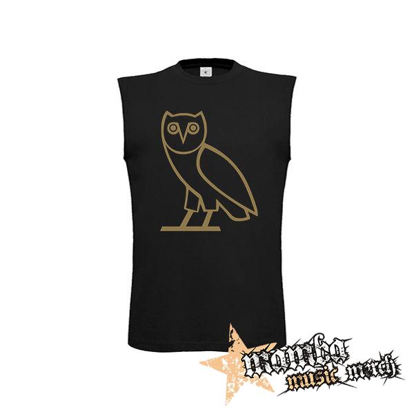 DRAKE - OWL SYMBOL - čierne pánske tričko bez rukávov