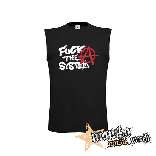 FUCK THE SYSTEM - čierne pánske tričko bez rukávov