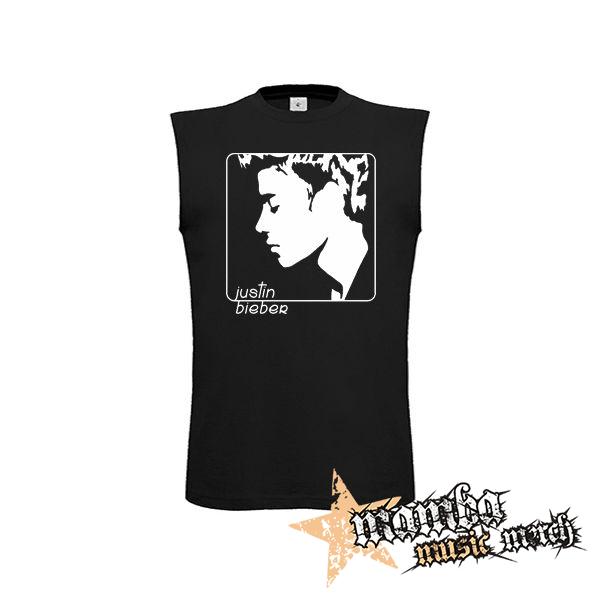 JUSTIN BIEBER - Logo & Portrait Motive 2 - čierne pánske tričko bez rukávov