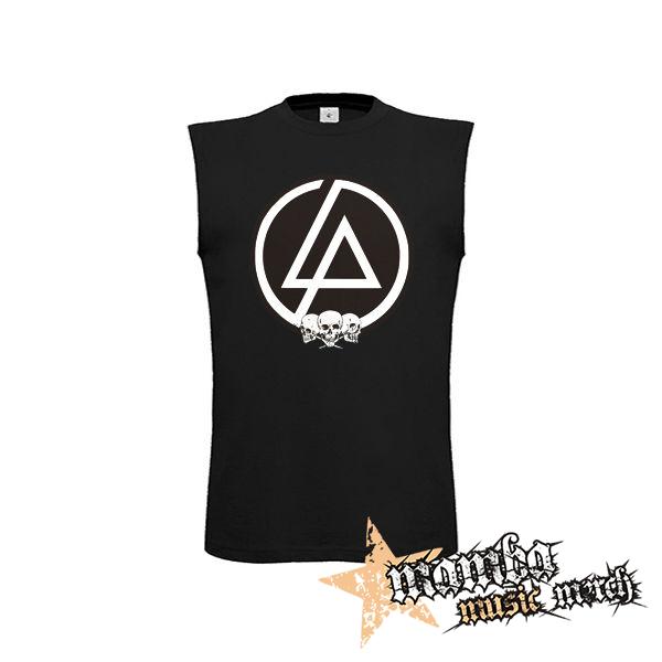LINKIN PARK - Brown Logo And Skulls - čierne pánske tričko bez rukávov