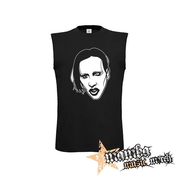 MARILYN MANSON - Art Drawing Portrait - čierne pánske tričko bez rukávov
