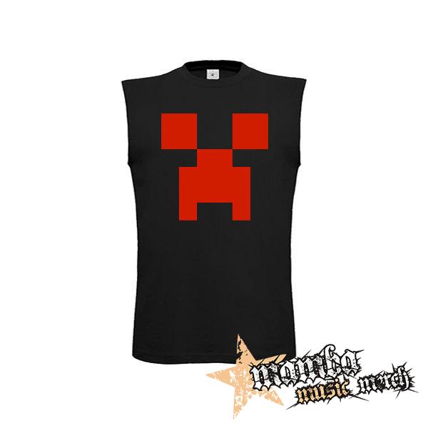 MINECRAFT - Red Creeper - čierne pánske tričko bez rukávov