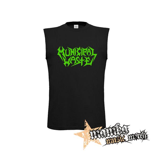 MUNICIPAL WASTE - Logo Green - čierne pánske tričko bez rukávov