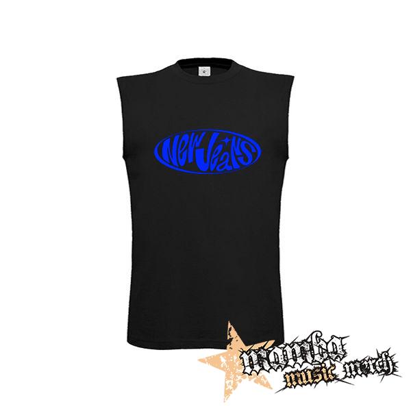 NEWJEANS - Blue Logo - čierne pánske tričko bez rukávov