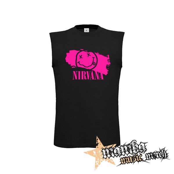 NIRVANA - Pink - čierne pánske tričko bez rukávov