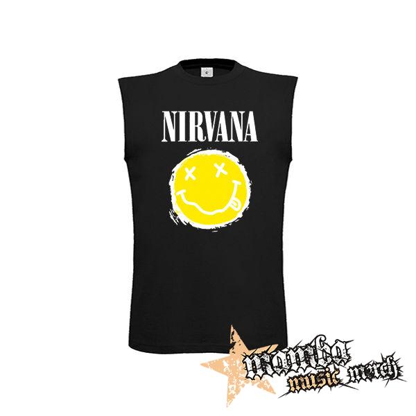 NIRVANA - Yellow Black Smile - čierne pánske tričko bez rukávov
