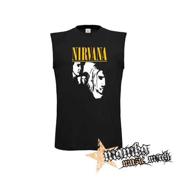 NIRVANA - Yellow Logo Band - čierne pánske tričko bez rukávov