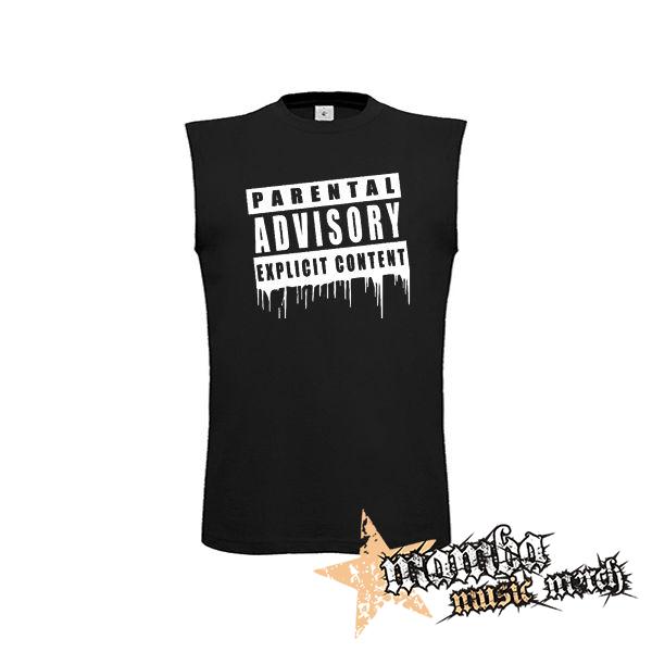 PARENTAL ADVISORY EXPLICIT CONTENT - čierne pánske tričko bez rukávov