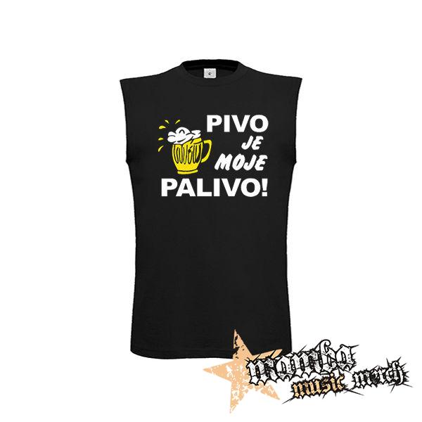 PIVO JE MOJE PALIVO - čierne pánske tričko bez rukávov