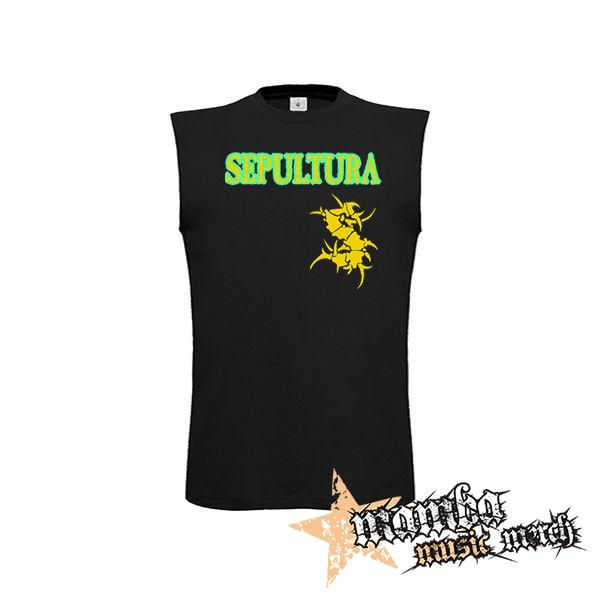 SEPULTURA - Brasil Flag Logo - čierne pánske tričko bez rukávov