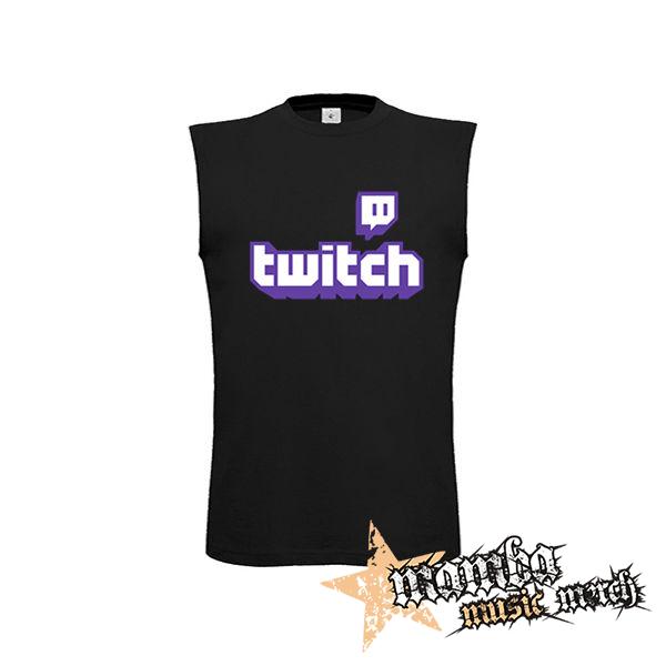 TWITCH - Purple Logo Sign - čierne pánske tričko bez rukávov