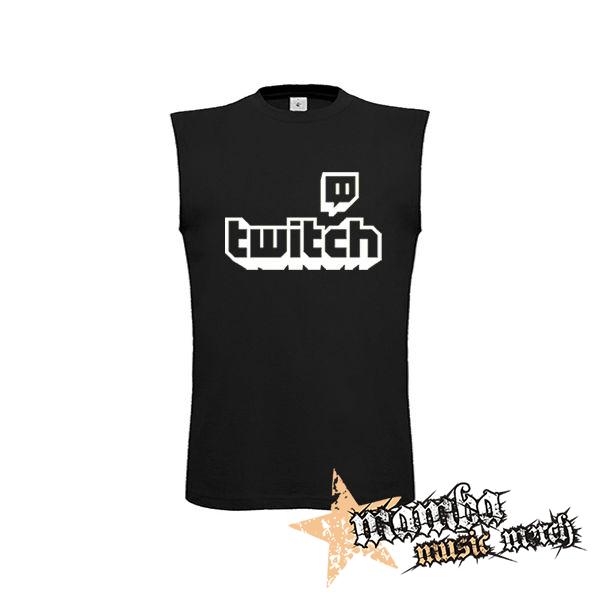 TWITCH - White Logo Sign - čierne pánske tričko bez rukávov