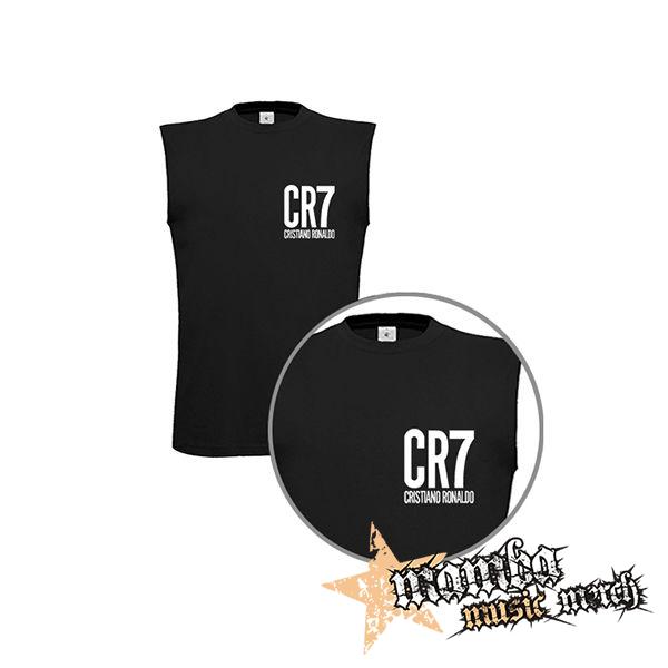 CRISTIANO RONALDO - CR7 Crest - čierne pánske tričko bez rukávov