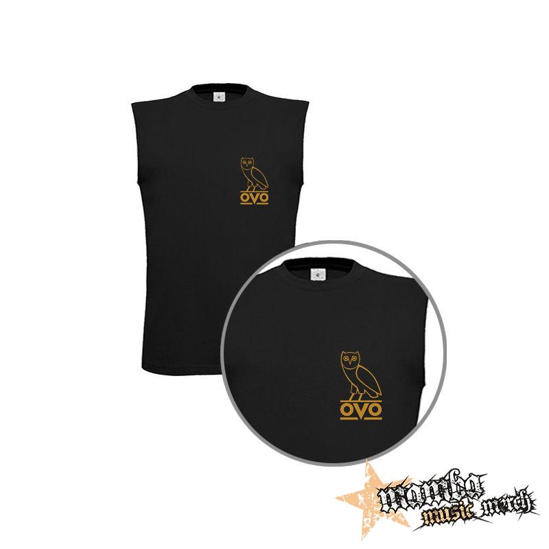 DRAKE - Gold OVO Logo - čierne pánske tričko bez rukávov