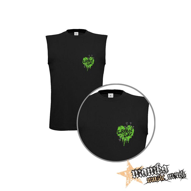 GREEN DAY - Green Heart - čierne pánske tričko bez rukávov