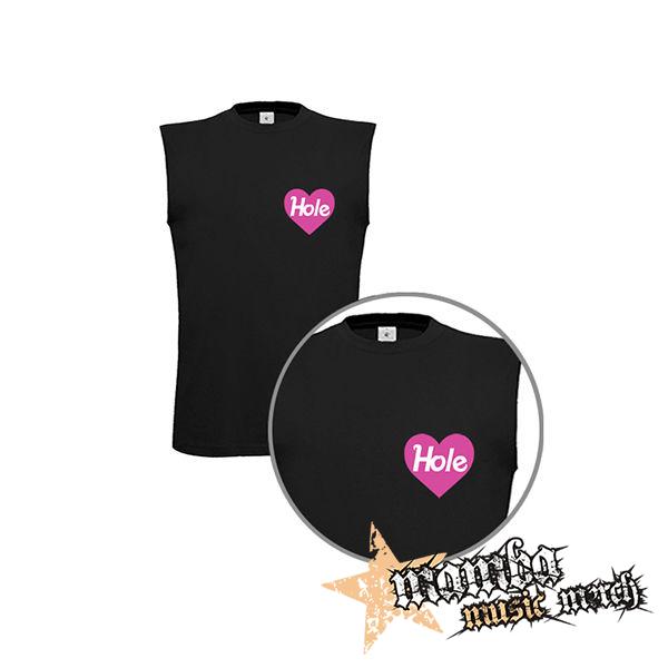 HOLE - Pink Logo Heart - čierne pánske tričko bez rukávov