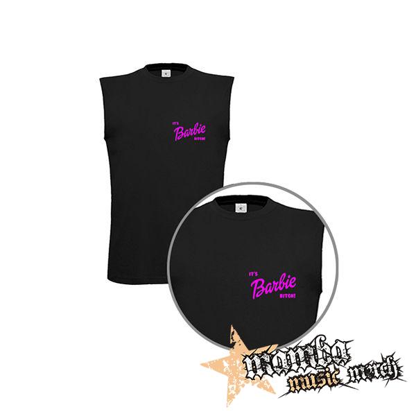 ITS BARBIE BITCH - Logo Ruzove - čierne pánske tričko bez rukávov