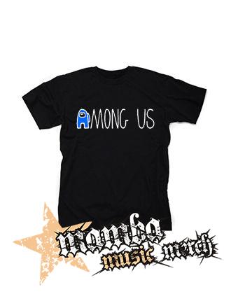 AMONG US - Blue White Logo - čierne detské tričko