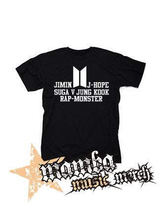 BTS - BANGTAN BOYS - Names Crest Logo - čierne detské tričko