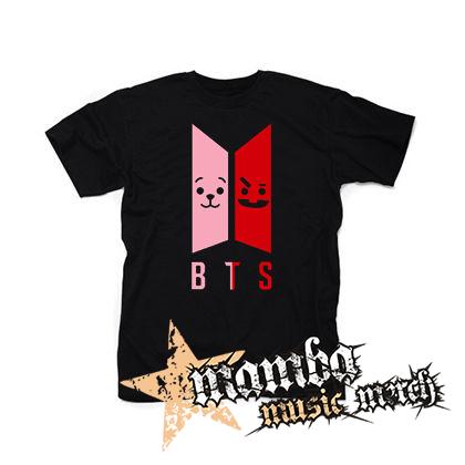BTS - Emoji BT21 Logo COLOUR - čierne detské tričko