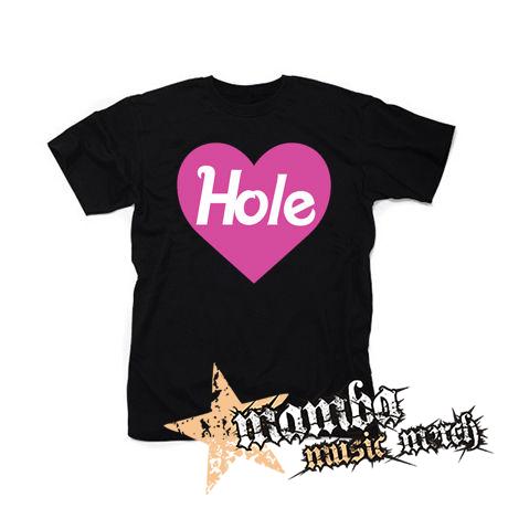 HOLE - Pink Logo Heart - čierne detské tričko