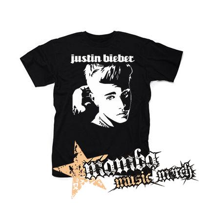 JUSTIN BIEBER - Logo & Portrait Motive 1 - čierne detské tričko