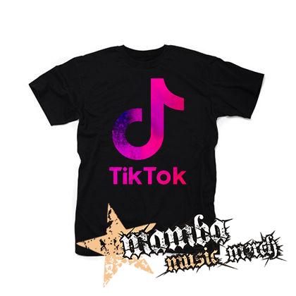 TIK TOK - Logo Rainbow - čierne detské tričko