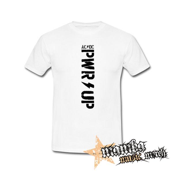 ACDC - Power Up Slogan Black na výšku - biele pánske tričko