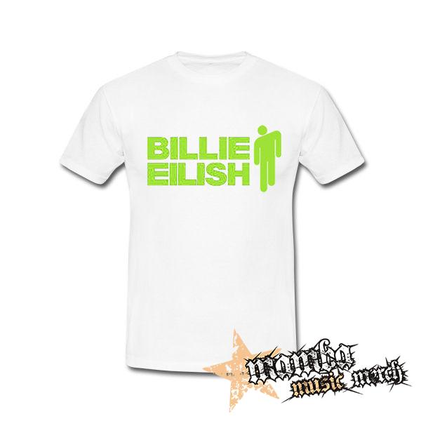 BILLIE EILISH - Logo And Stickman - biele pánske tričko