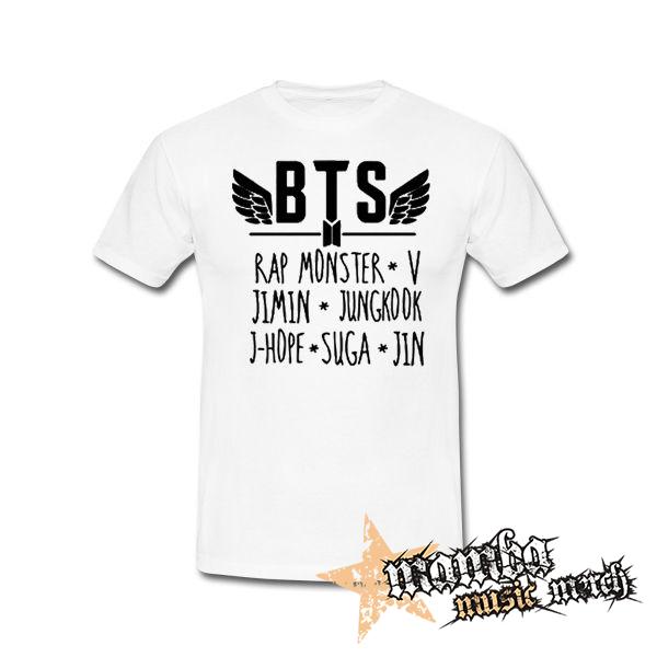 BTS - BANGTAN BOYS - Logo And Names - biele pánske tričko