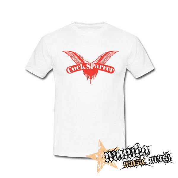 COCK SPARRER - Red Logo - biele pánske tričko