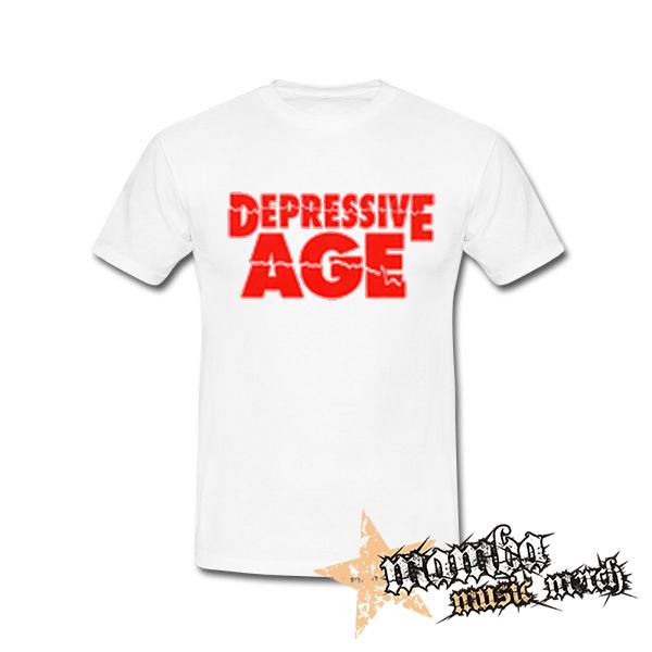 DEPRESSIVE AGE - Logo Red - biele pánske tričko