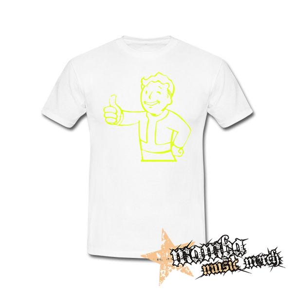FALLOUT - Vault Boy Green Neon - biele pánske tričko