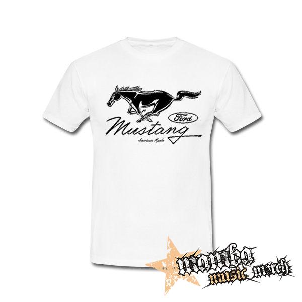 FORD MUSTANG - Horse Logo American Muscle - biele pánske tričko