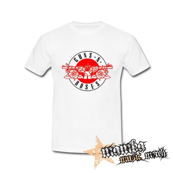 GUNS N ROSES - Classic Bullet Logo Red Black - biele pánske tričko