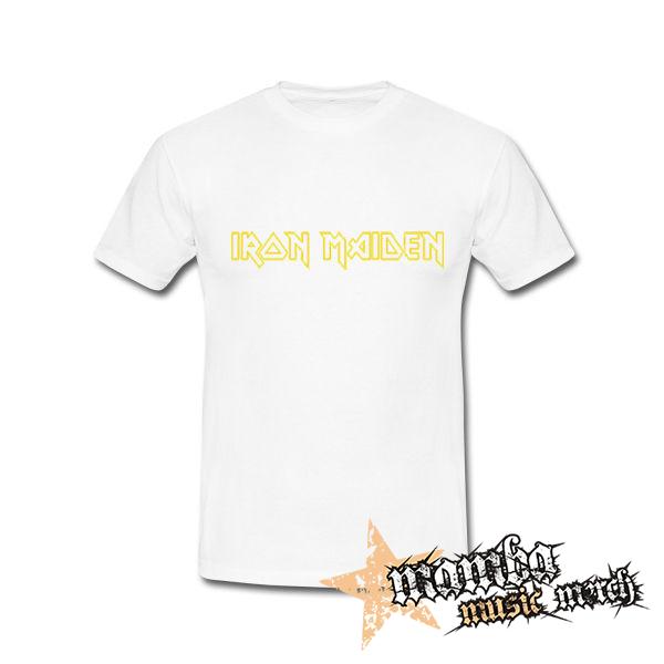 IRON MAIDEN - Logo Yellow - biele pánske tričko