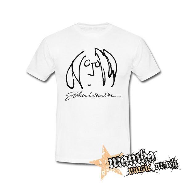 JOHN LENNON - Face & Signature - biele pánske tričko