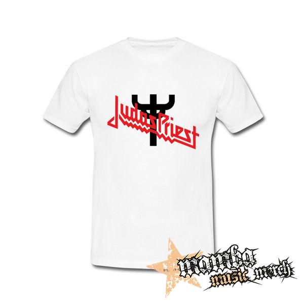 JUDAS PRIEST - Classic Logo Cross Symbol - biele pánske tričko