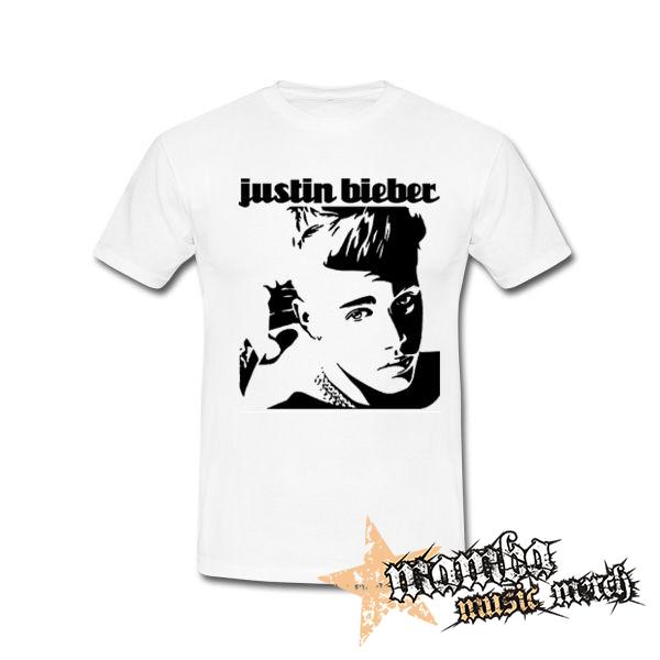 JUSTIN BIEBER - Logo & Portrait Motive 1 (2) - biele pánske tričko