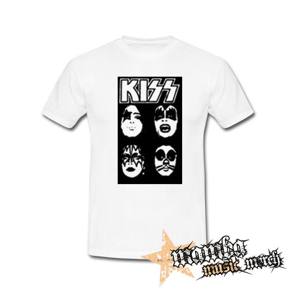 KISS - Band Four Faces - biele pánske tričko