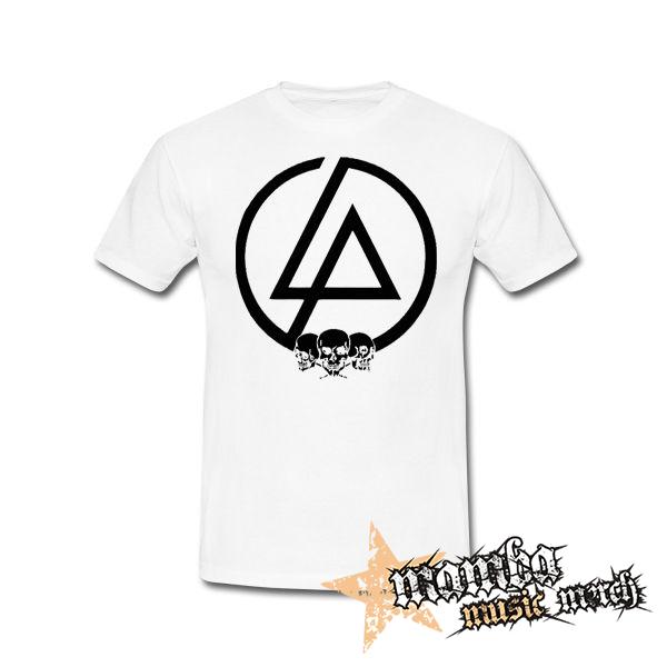 LINKIN PARK - Logo & Skulls  Motive 2 - biele pánske tričko
