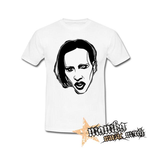 MARILYN MANSON - Art Drawing Portrait - biele pánske tričko