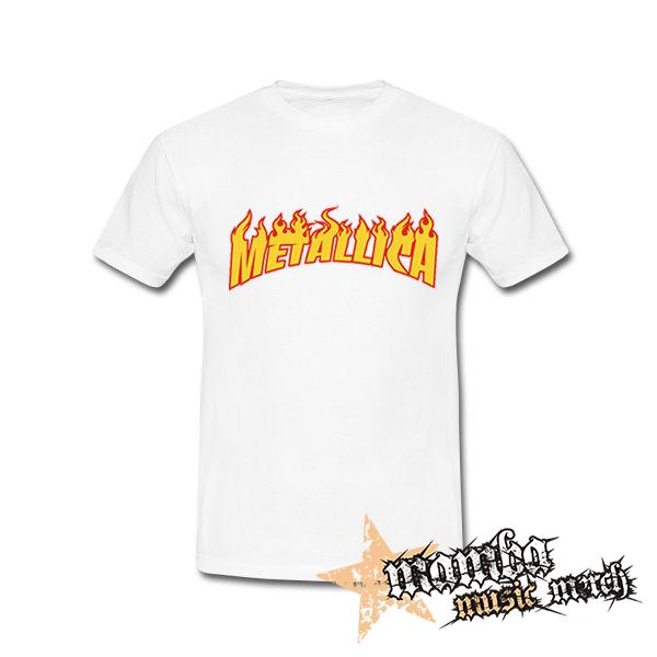 METALLICA - Thrasher Logo Flame - biele pánske tričko