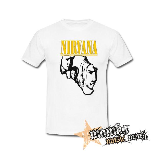 NIRVANA - Yellow Logo Band - biele pánske tričko
